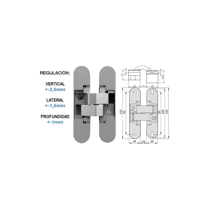 BISAGRA OCULTA INVISIBLE  ANSELMI 521-3D