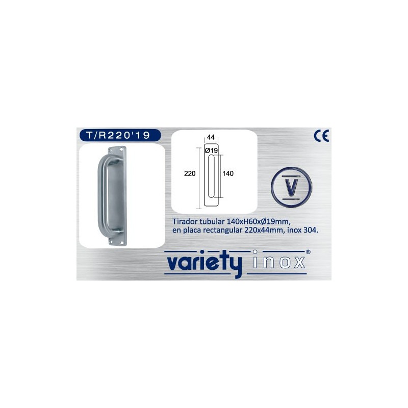 MANILLON VARIETY TUBULAR CON PLACA RECTANGULAR TR/220MM 19 INOX