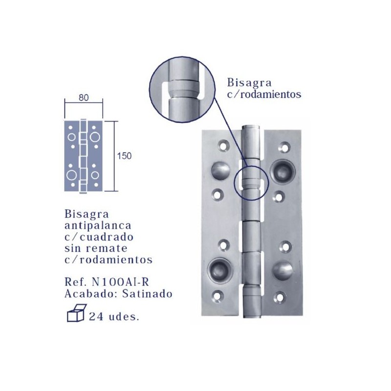 BISAGRA SEGURIDAD VARIETY N100 CC SIN REMATE CON RODAMIENTOS INOX