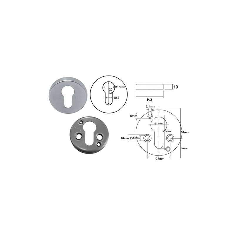 BOCALLAVE VARIETY YALE ESCUDO SEGURIDAD 52X10 INOX