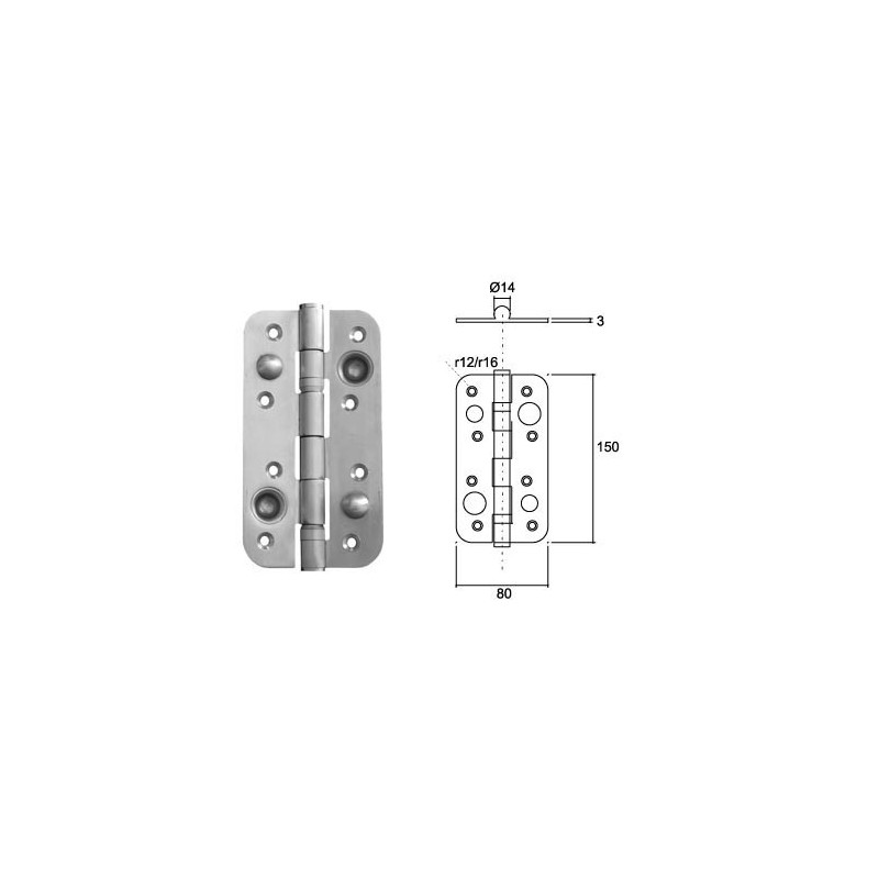 BISAGRA SEGURIDAD VARIETY N105 R12 SIN REMATE CON RODAMIENTO INOX