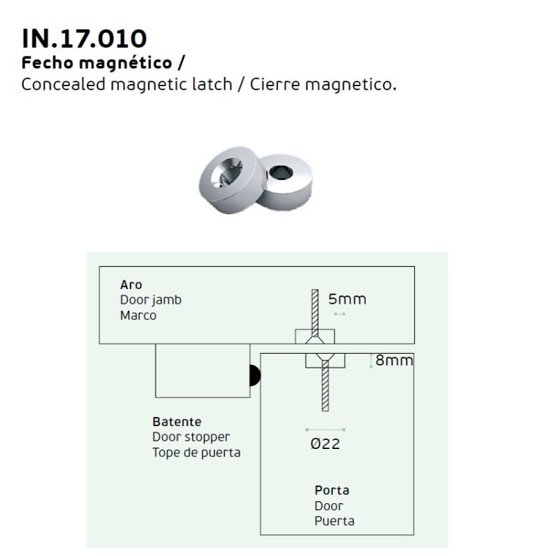 CIERRE MAGNETICO JNF 1701 PUERTA PASO