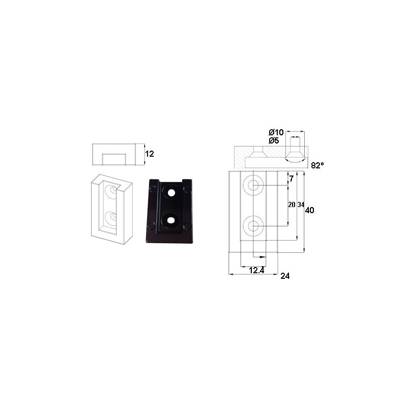 SOPORTE TUBO RECTANGULAR LATERAL UD