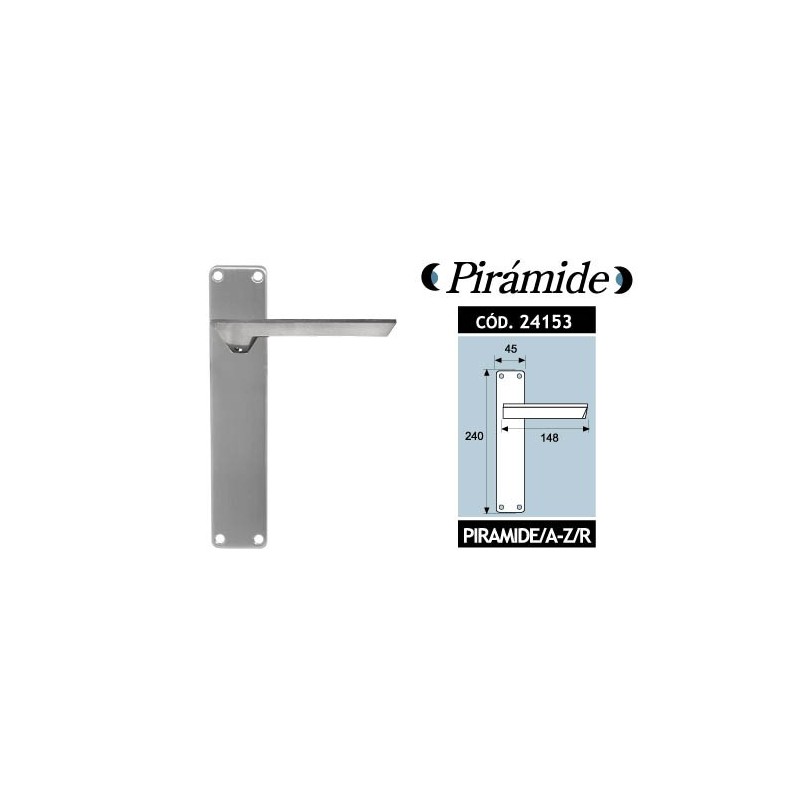 MANIVELA N05 NIQUEL SATINADO CON PLACA RECTA PIRAMIDE ALUMINIO