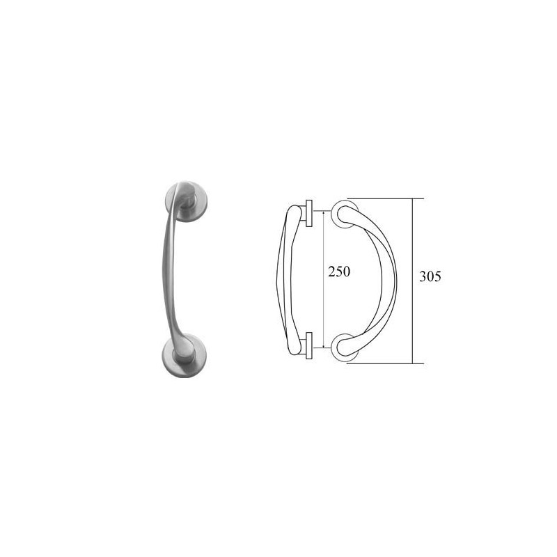 MANILLON VARIETY CON ROSETA REDONDA JUPITER 250X68mm INOX