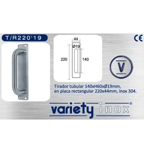 MANILLON VARIETY TUBULAR CON PLACA RECTANGULAR TR/220MM 19 INOX