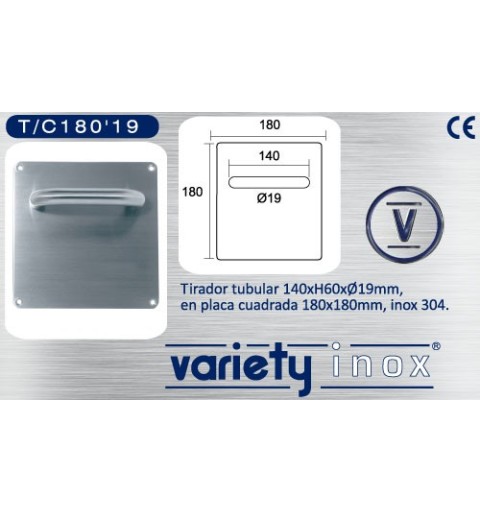 MANILLON VARIETY TUBULAR CON PLACA CUADRADA 180X180 T/C 19 INOX