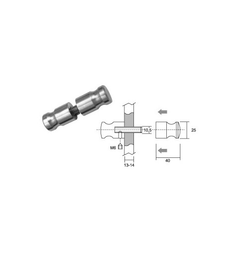 MODULARES VARIETY POMO FIJO 25MM EM011 INOX