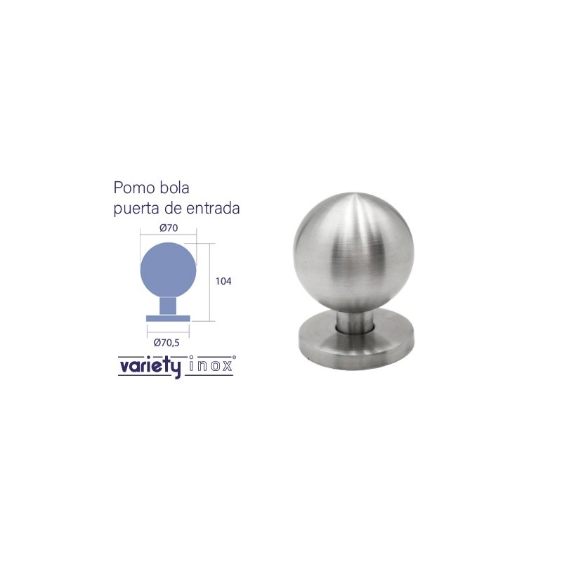 POMO PUERTA N05 BOLA 70MM INOX-304