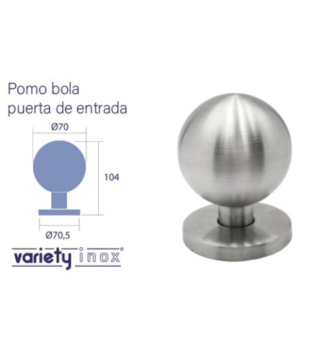 POMO PUERTA N05 BOLA 70MM INOX-304