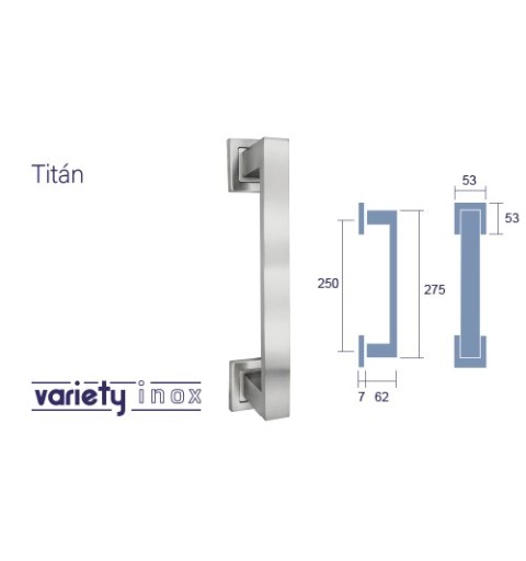 MANILLON VARIETY CON ROSETA CUADRADA TITAN 250MM INOX