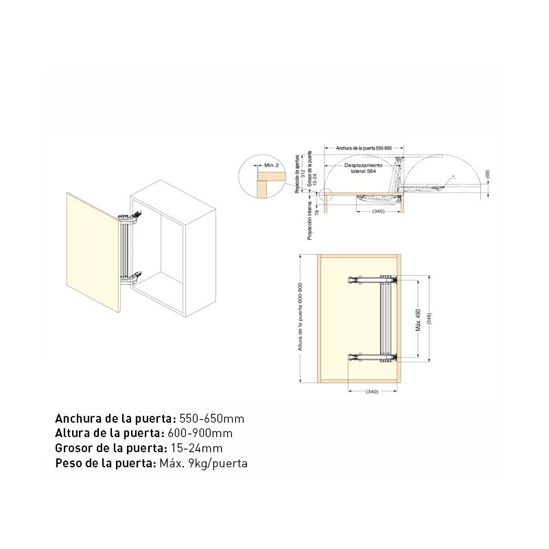 KIT BISAGRA SUGATSUNE MONOFLAT LIN-X600 NIQUEL