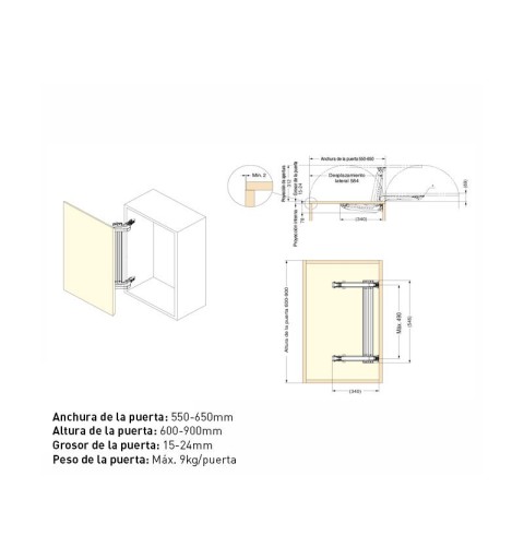 KIT BISAGRA SUGATSUNE MONOFLAT LIN-X600 NIQUEL