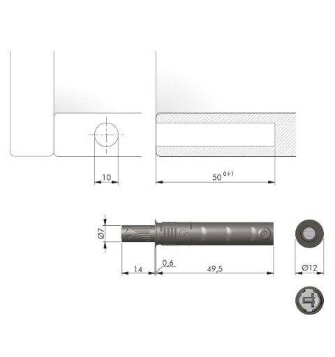 PULSADOR ITALIANA FERRAMENTA EMBUTIDO CORTO MAGNETICO GRIS