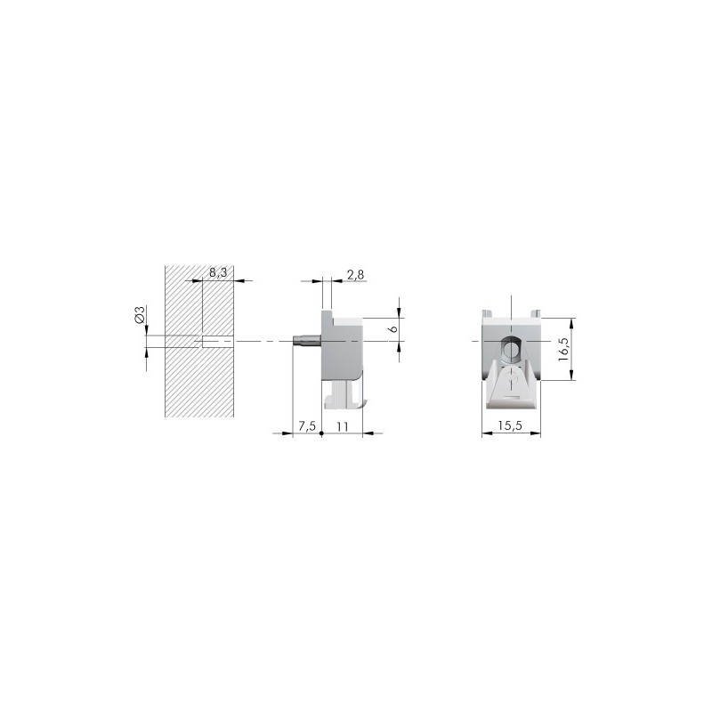 SOPORTE BALDA VIDRIO KUBIC 4-8MM NIQUEL