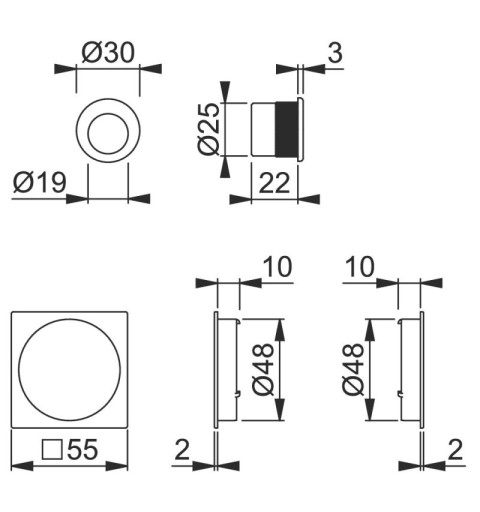 KIT DE CORREDERA HOPPE CON ROSETA CUADRADA ALUMINIO CROMO SATINADO SIN CONDENA