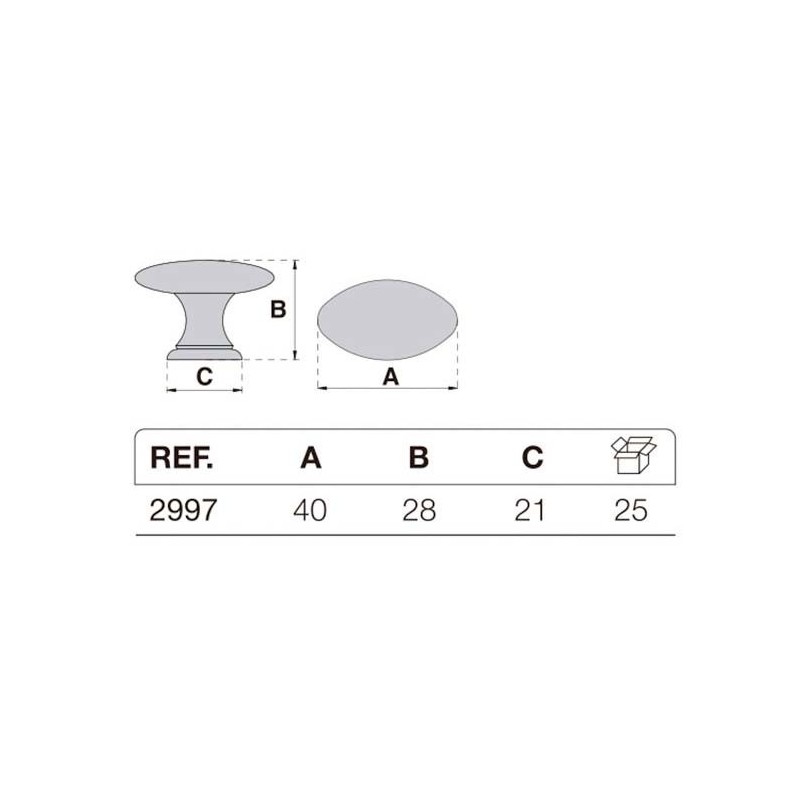 TIRADOR POMO IBYP 2997 25X40MM CUERO