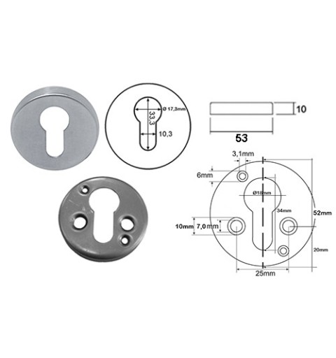 BOCALLAVE VARIETY YALE ESCUDO SEGURIDAD 52X10 INOX