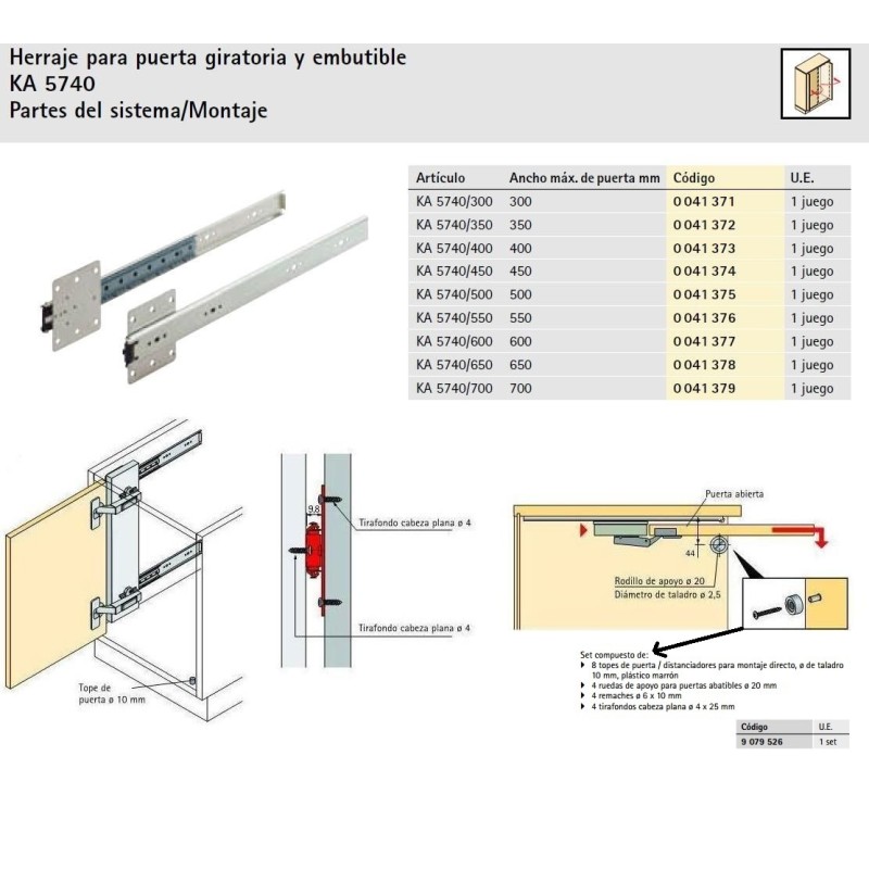 HERRAJE PUERTA HETTICH KA 5740