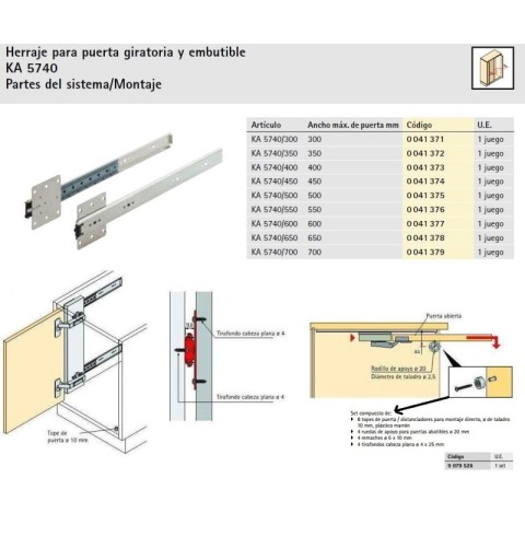 HERRAJE PUERTA HETTICH KA 5740