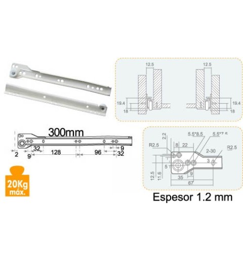 GUIA CAJON N05 MARRON GST30 1,2-300mm