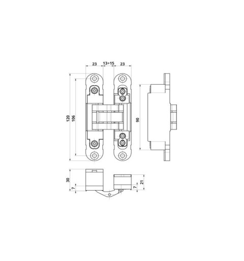 BISAGRA OCULTA OTLAV IN23012 BLANCA 60KG