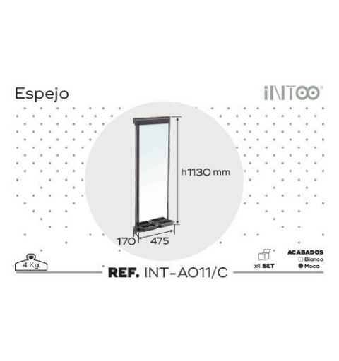 ESPEJO EXTRAIBLE INTOO BLC C/CESTA M-475