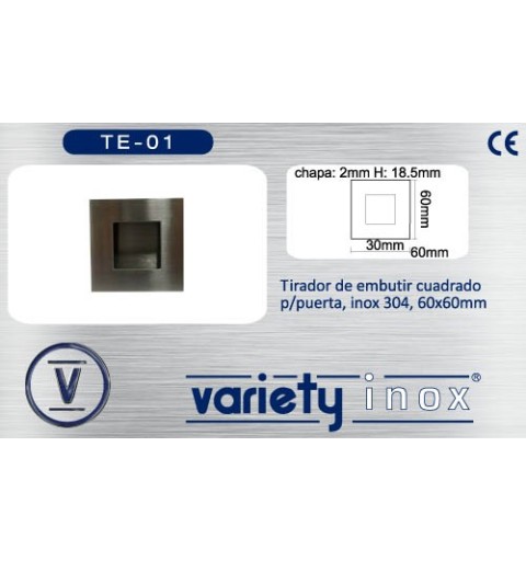 TIRADOR EMBUTIDO VARIETY PARA PUERTA 60X60 INOX