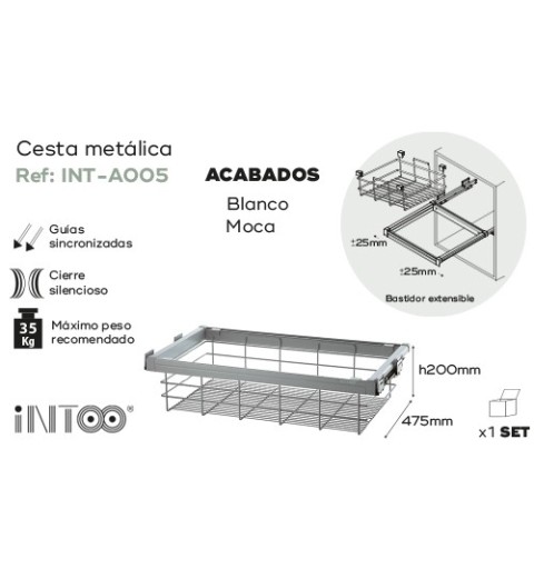 CESTA EXTRAIBLE METAL INTOO