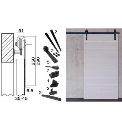 KIT CORREDERA N05 NEG C/AMORTIGUA 1H 2M