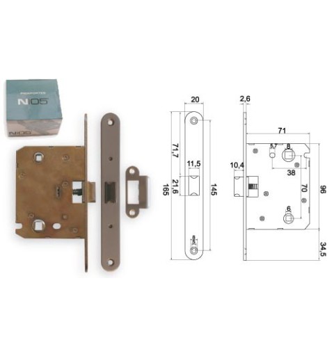 PICAPORTE N05 UNIF LATON 70mm CENTRADO